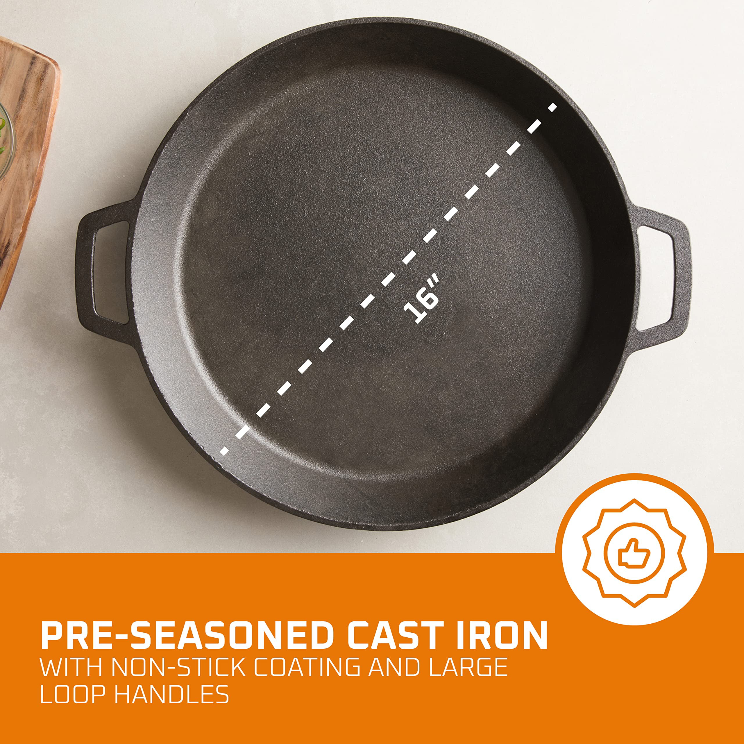 Bruntmor Skillets & Frying Pans Pre-Seasoned Cast Iron Wok Black