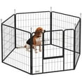 thumbnail image 1 of PawHut Heavy Duty Dog Playpen with Door for Medium Dogs, 6 Panels, 31.5"H, 1 of 10