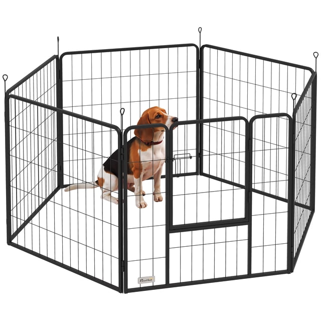 PawHut Heavy Duty Dog Playpen with Door for Medium Dogs, 6 Panels, 31.5"H
