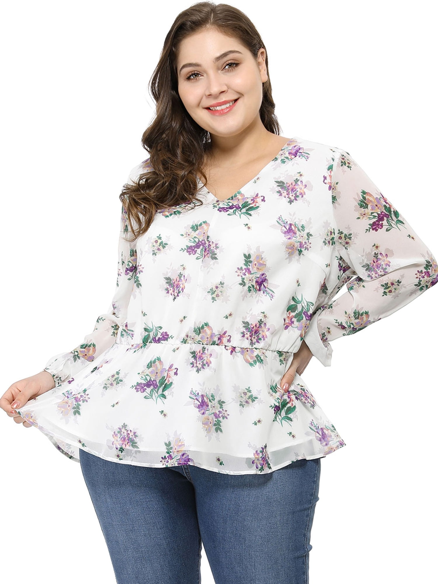 plus size white sheer top