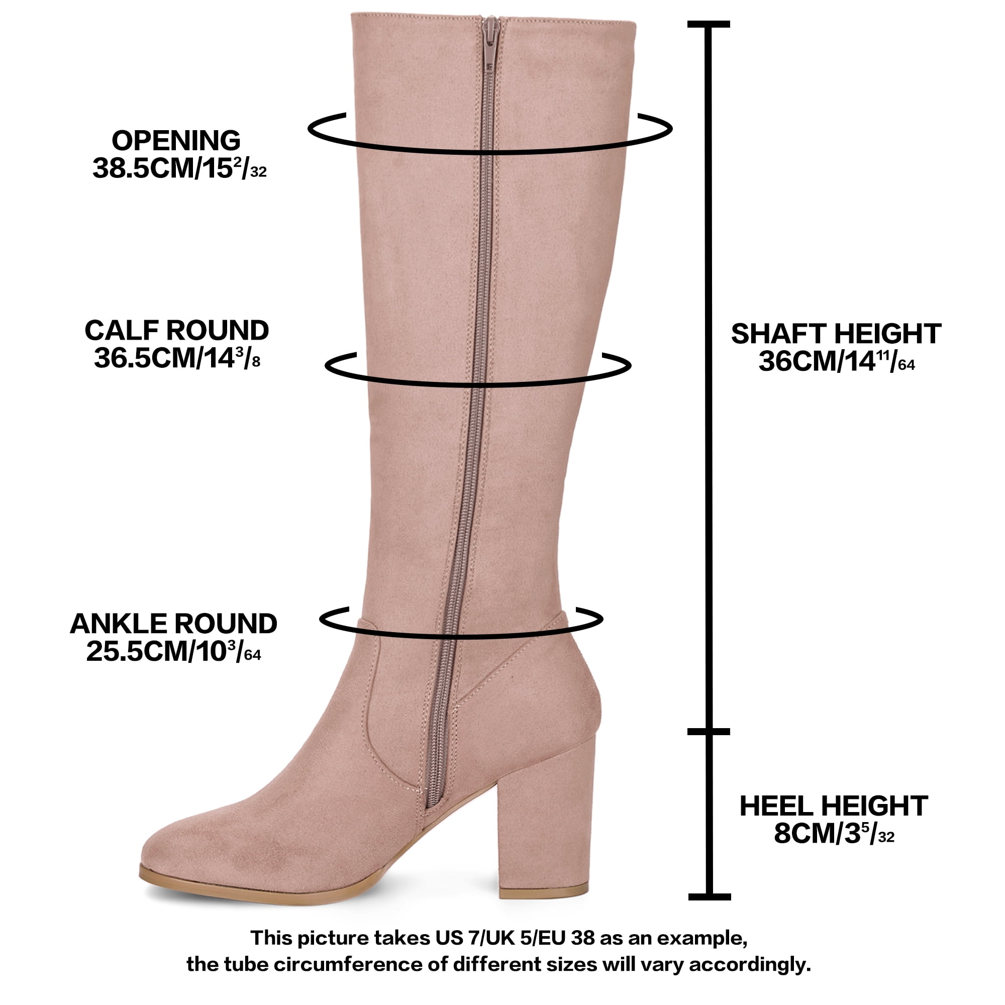 DARING DIVA Women's Stylish Side Zipper Chunky Heel Knee High Boots Dust Pink 9