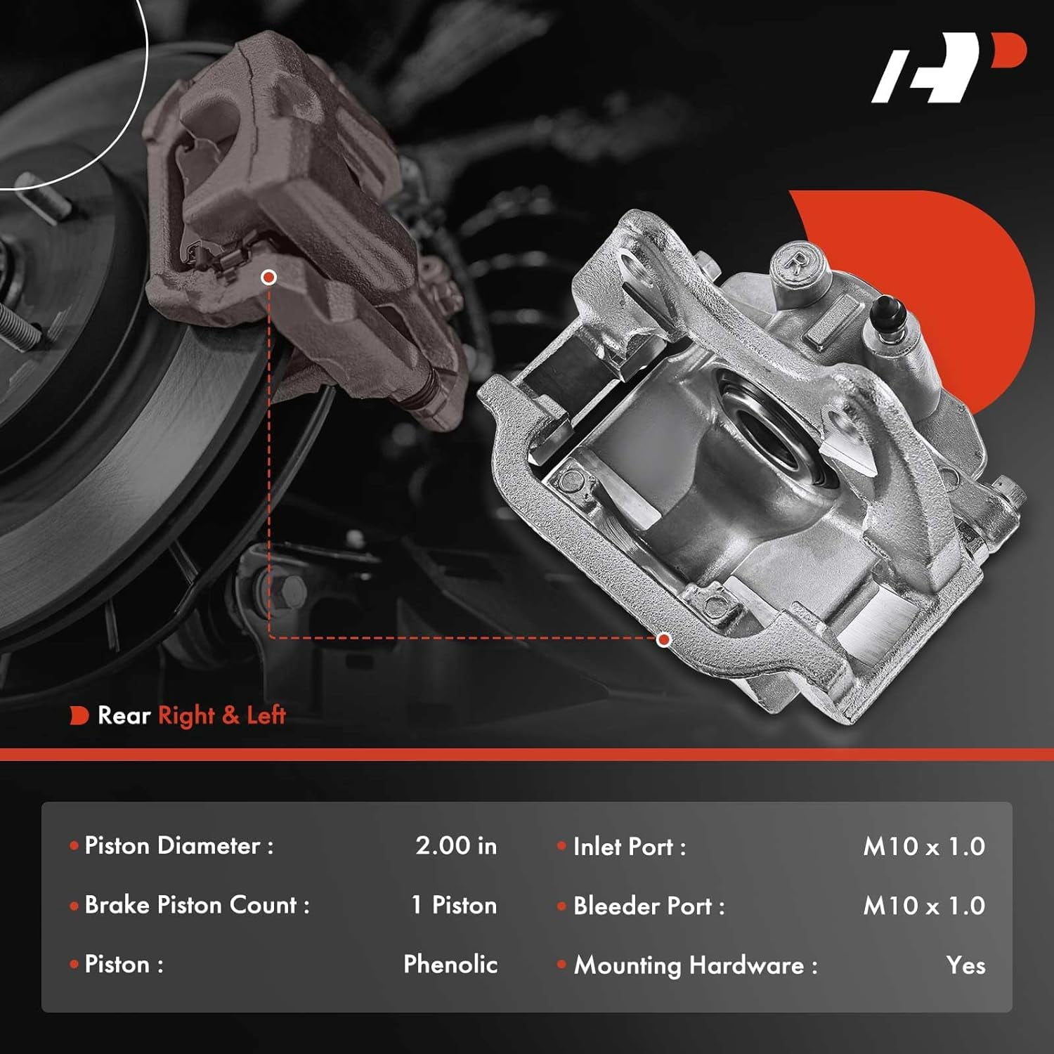A-Premium Rear Brake Caliper Assembly with Bracket for Chevrolet Silverado, GMC Sierra, 2-Piece Set
