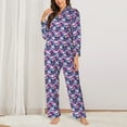 thumbnail image 2 of Haiem Skull Flower Blue Pattern Women’s Long-sleeve Sleepwear,Sleepwear Set,2-piece Loungewear Set,Soft PJs Comfy Nightwear with Pockets-X-Large, 2 of 7