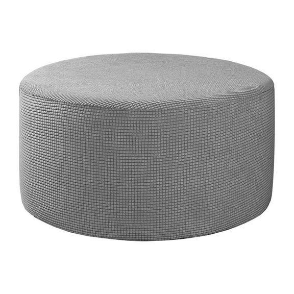 Round Footstool Cover Ottoman Slipcover Stretch Dustproof Footrest Protector Gray