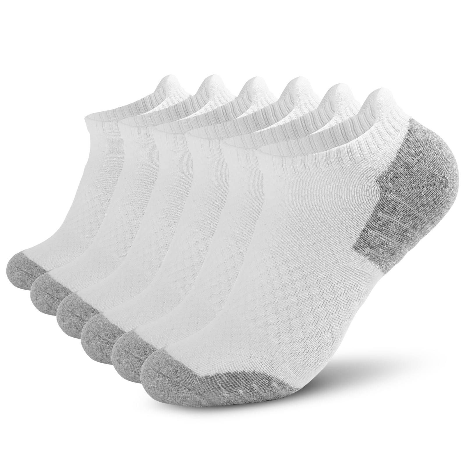 Mens 6 Pairs Multipack Sports Trainer Socks Ankle Low Rise Gym White Cushioned
