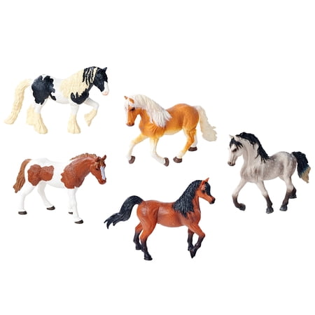 Simba Toys: Horse Set – 5 Detailed Pony Figurines, 6" Toy Animal Miniatures, Various Colors & Breeds, Collectible Figures, Nature World, Kids 3+