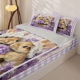 thumbnail image 3 of Homewish Rustic Lavender Flowers Zipper Twin Comforter Sets with Fitted Sheet and 2 Pillowcases,Cute Cartoon Rabbit Zipper Bedding Set For Girls Kids,Reversible,4-Piece, 3 of 7