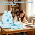 thumbnail image 5 of Gradient Backpack Set 3 Piece Oxford Cloth School Bag Light Blue Bookbag with Pencil Case Handbag Large Capacity Durable Student Supplies for Middle High School Teens Boys Girls, 5 of 6