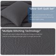 thumbnail image 4 of Quilt Set Queen Size - Lightweight Quilts Summer Bedspreads for All Season 3 Piece (1 Quilt, 2 Pillow Shams) - Dark Grey, 4 of 7