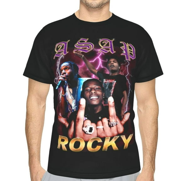 A$Ap Rocky Unisex 3d Pattern Printed Short Sleeve T-Shirts Casual Graphics Tees Small
