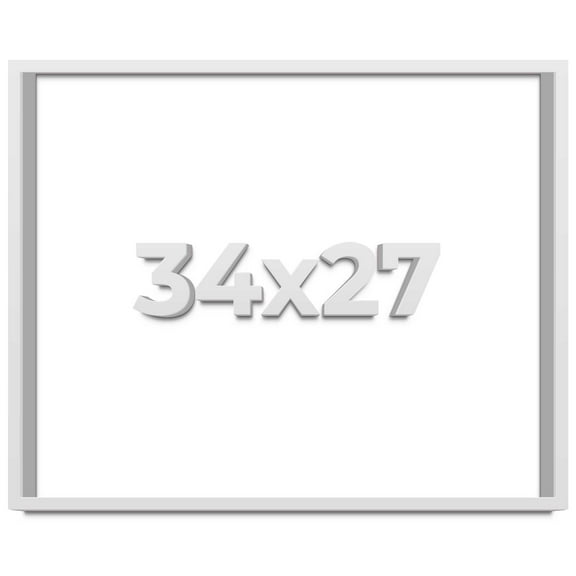 34x27 Shadow Box Frame White | 1 Inches Deep Real Wood Contemporary Shadowbox Display Frame | UV