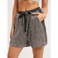 thumbnail image 4 of Niceyoeuk Women's Pajama Shorts Sequins Drawstring Elastic Waist Sleep Shorts, 4 of 8