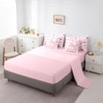 thumbnail image 5 of Homewish Pink Dreamy Castle 7-Piece Twin Bedding Sets,Cute Bowtie Ribbon Bedding Comforter Set,Fairy Tale Princess Sheet Sets For Girl Teens,Luxury Bedroom Decor Reversible, 5 of 8