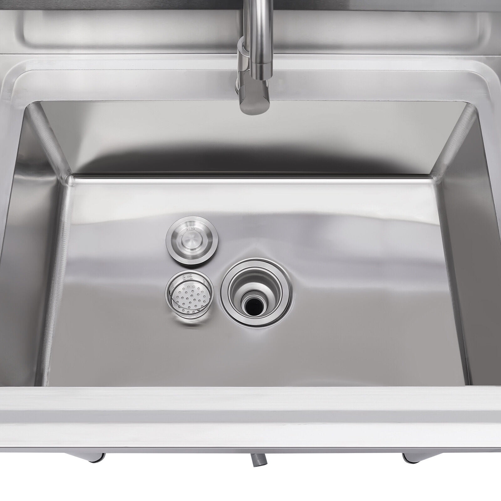 Kitchen Sink Stainless Steel Sink Commercial 1 Compartment Utility Sink with Faucet Silver Sink