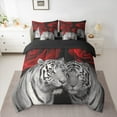 thumbnail image 2 of Manfei Jungle Tiger Twin Bedding Sets 7pcs, Romantic Red Rose Bedding Comforter Set, Animal Floral Sheet Sets, Lightweight Room Decor, 2 of 8