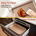 thumbnail image 3 of 3pcs Commercial Quality Baking Sheet Pan Set, Carbon Steel Cookie Sheet, Warp Resistant Baker's Half Sheet Pan, Cookie Tray Pans for Baking, Roasting Dishwasher Safe gold, 3 of 7