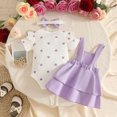 thumbnail image 5 of JIAYUE Baby Girls 3 Piece Outfit Ruffle Shoulder Graphic Long Sleeve Bodysuit Bow Decor Straps Dress And Headband For Daily Casual Wear,3-6 Months, 5 of 9