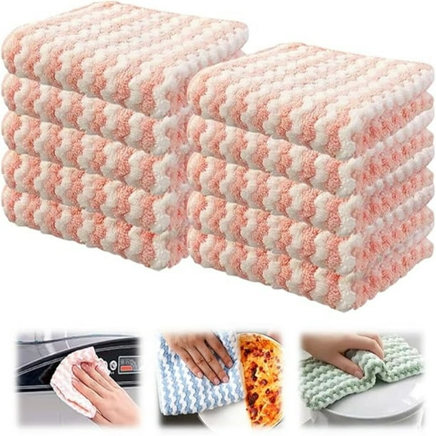 10 paños de cocina gruesos para lavar platos, para limpieza del hogar, desengrasantes, absorbentes de agua.