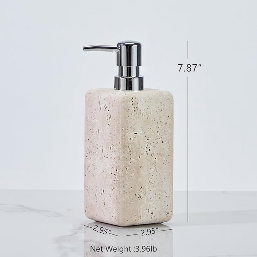 VioraX Indoor Travertine Solid Soap Pump Apricot Bottle 5.29 Oz Free Standing Residential Soap & Lotion Dispensers