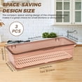 thumbnail image 2 of 3 Pieces Flatware Tray with Lid and Drainer, Clear Silverware Organizer, Stackable Tableware Utensil Drawer Organizer to Keep Your Cutlery Organized and Protected (Brown), 2 of 7