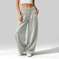 thumbnail image 3 of Womens Barrel Sweatpants, Baggy Wide Leg Lounge Pants Drawstring Elastic Waist Soft, 3 of 5