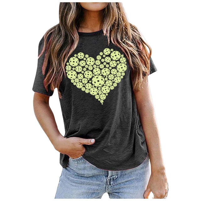 WEAIXIMIUNG T-Shirt à Manches Courtes pour Femmes, Imprimé d'Été, Confortable et à la Mode, pour la Saint-Valentin
