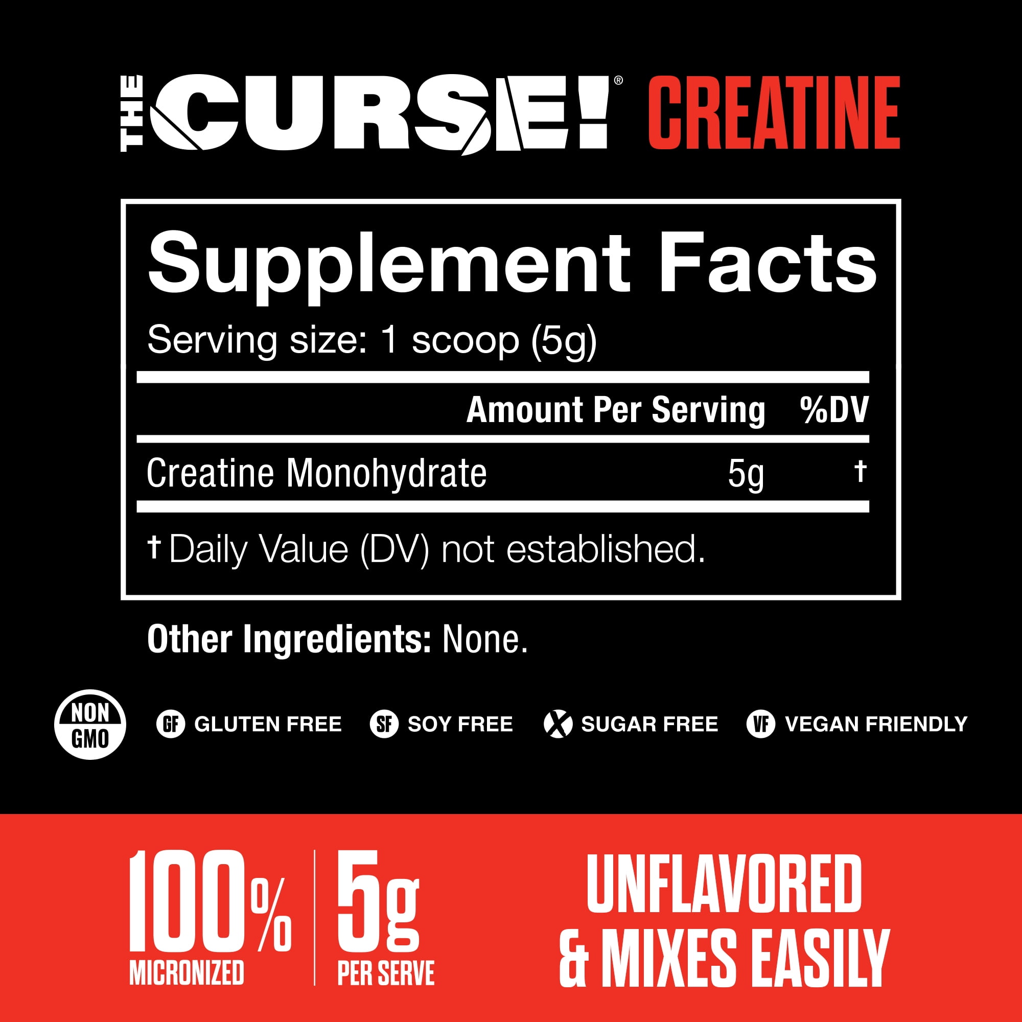 JNX Sports® The Curse! Creatine Monohydrate Powder – Micronized Creatine for Strength, Power & Daily Performance Support, Unflavored, 500 g, 100 Servings