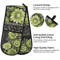thumbnail image 2 of Yayeee Double Oven Mitt Kitchen Heat Resistant Baking 35" x7" Quilted Glove, Green Flowers, 2 of 6