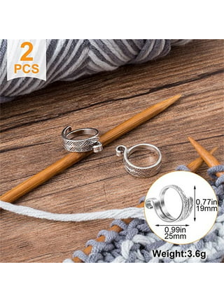 Colorful Sterling Silver Yarn Ring Adjustable Size Crochet Ring  Beginner Knitting Crocheting Gift Crochet Tension Regulator Tool (Silver,  Adjustable)
