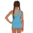 thumbnail image 3 of SEANATIVE 11-12 Years Girls One Piece Swimsuit One-Piece Bathing Suit with Mesh Skirt Cover Up Cut Out Stretchy Swimwear for Kids Children Teens, Tropical Palm Tree Blue Pink, 3 of 7