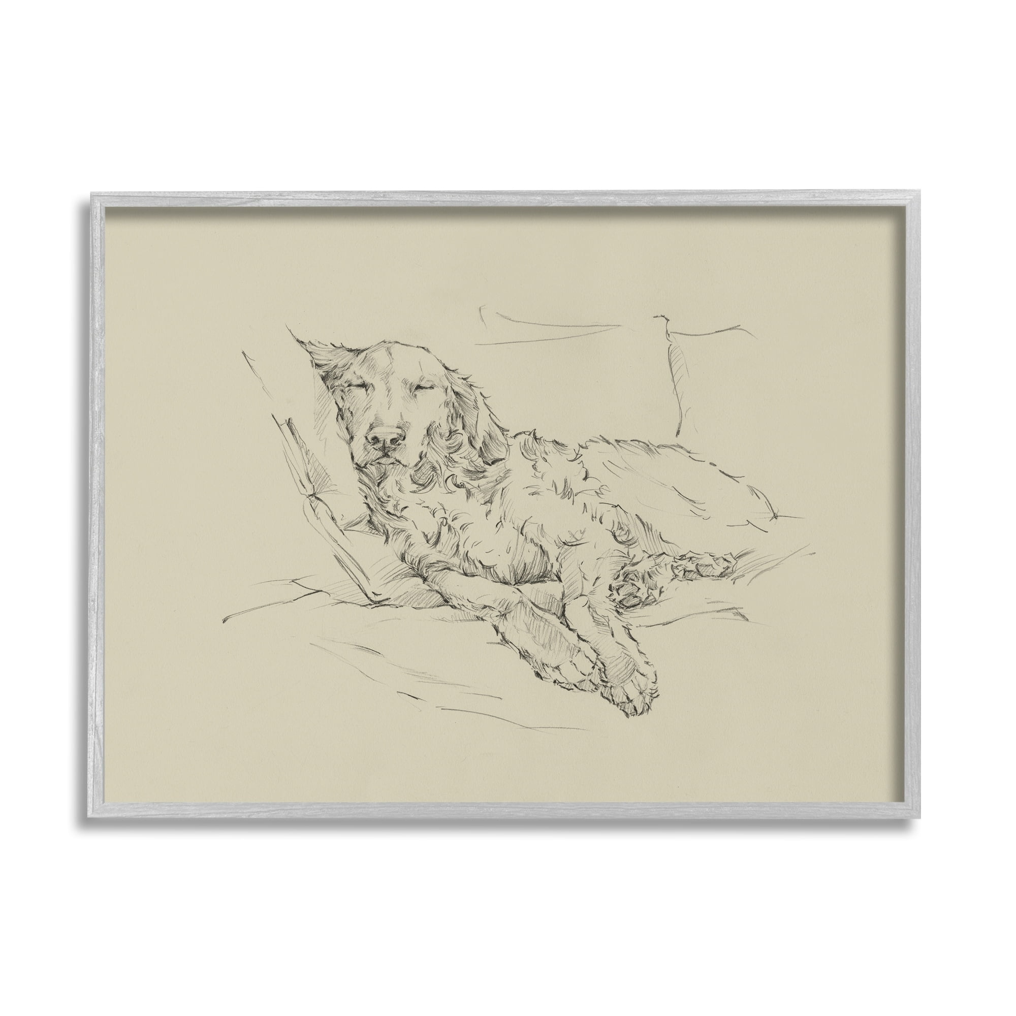Stupell Industries Peaceful Resting Labrador Dog Pencil Sketch Drawing Drawing Print Gray Framed Art Print Wall Art, Design by Ethan Harper