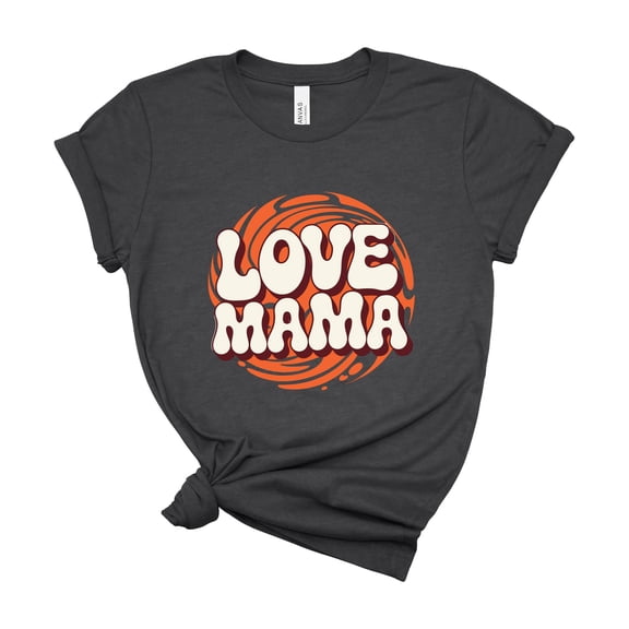 Retro Love Mama Womens Graphic Tee Mom Shirt Novelty Top Casual