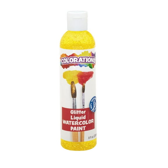 Colorations Paraben-Free Glitter Liquid Watercolor, Yellow - 8 oz.