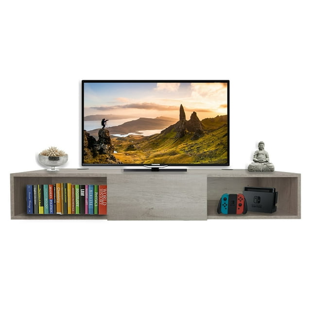 Repisa Flotante Moderna 1 puerta para equipos de TV 120 x 30 cm Toscana.273 Hanlob Repisa Flotante Moderna 1 puerta para equipos de TV