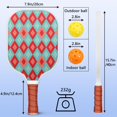 thumbnail image 4 of Pickleball Paddles Set Of 2, Fiberglass Surface, Elegant Geometric Print, 4 Balls & Bag, 4 of 5