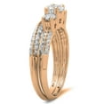 thumbnail image 2 of 1.05 Carat (ctw) 18K Rose Gold Round Cut Diamond Ladies 3 Stone Bridal Engagement Ring With Matching Band Set 1 CT, 2 of 4