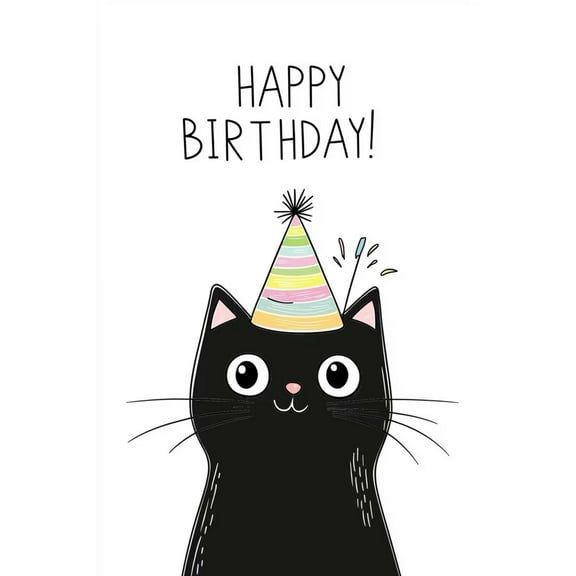 Cute Black Cat Birthday Card – "Happy Birthday!" Fun Design – Blank Inside, Envelope Included – Perfect for Cat Lovers