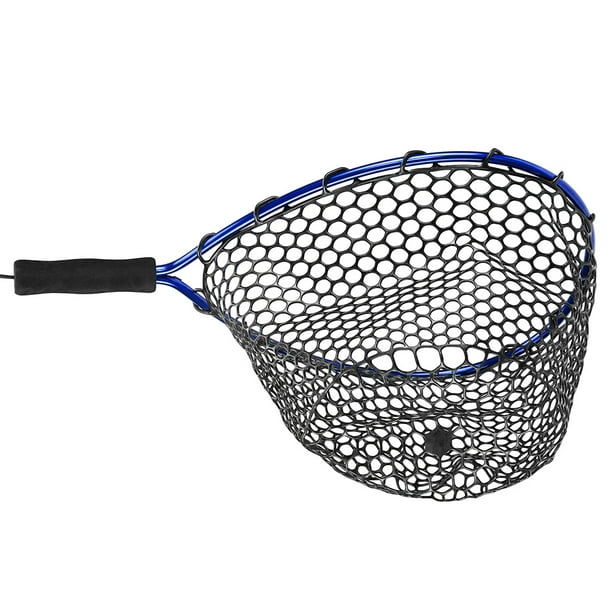 Meterk Fishing Net Soft Silicone Fish Landing Net Aluminium Alloy Pole Eva Handle With Elastic Strap And Carabiner Fishing Nets Tools Accessories For