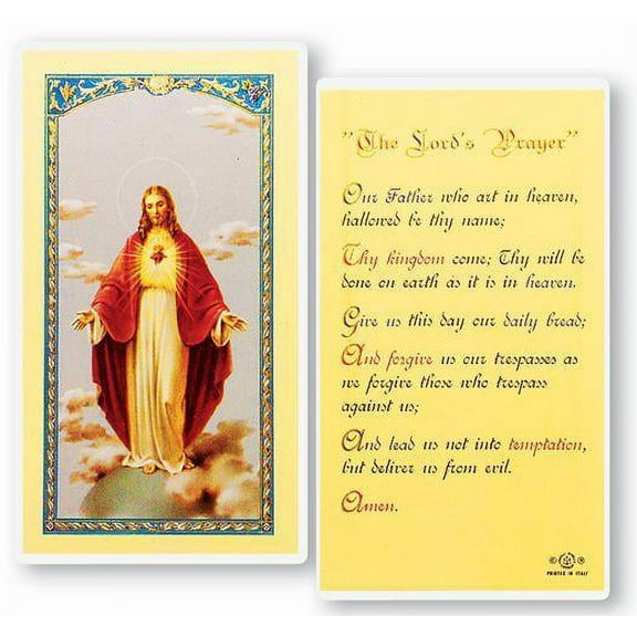 Lord's Prayer Laminated Catholic Prayer Holy Card with Prayer on Back, Pack of 25