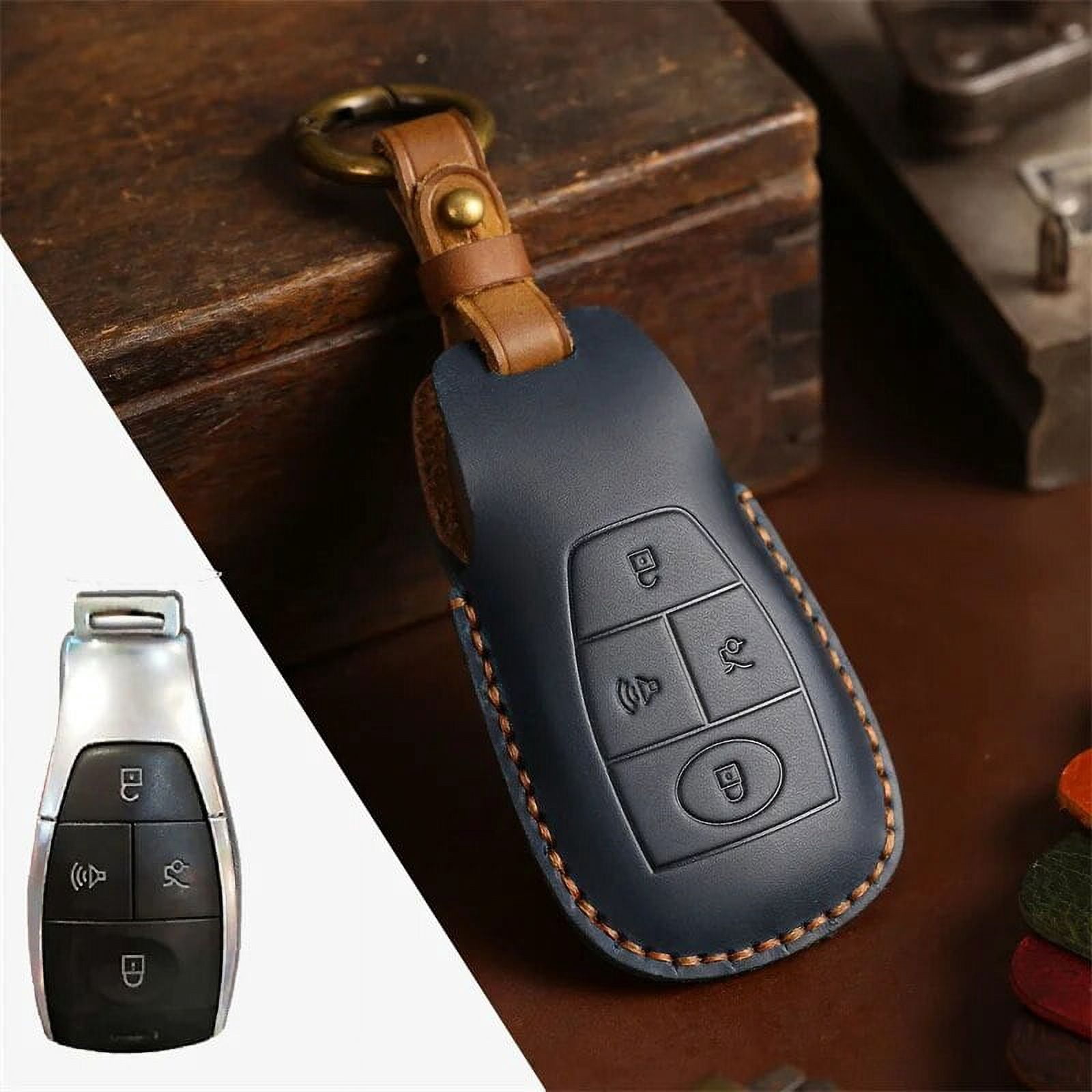 Crazy Horse Leather Car Key Cover Case Keyring Bag for BAIC X7 BJ40 Senova D50 D70 X55 X65 EU5 EU7 Fob Protector Keychain Holder