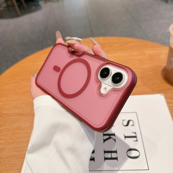 Allytechgroup Magnetic Translucent Back Case Cover for Apple iPhone 16, Rugged Bumper Heavy Duty Shockproof Anti-Scratch Protective Stylish Phone Case for Women Men, Winered