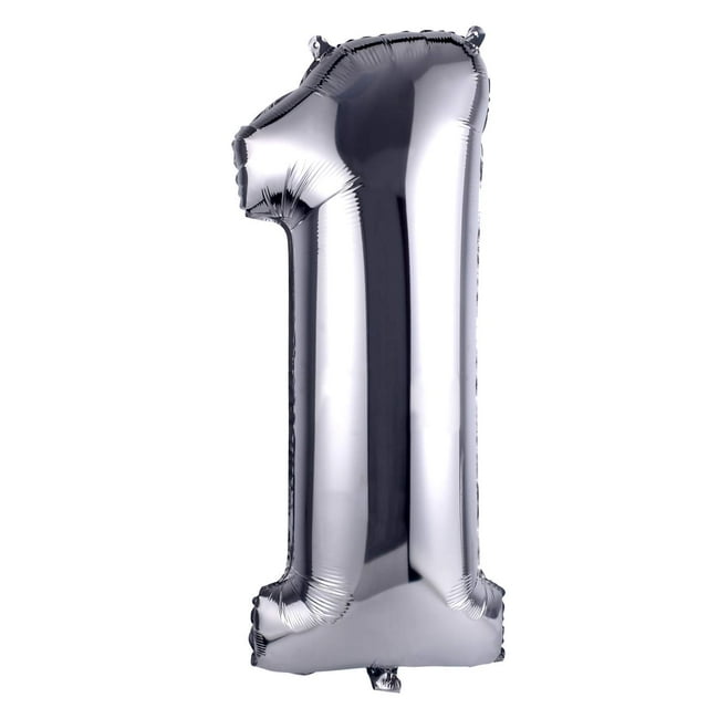 YPSelected 40 Inch Large Foil Helium Number Balloon Birthday Wedding Party 0-9 (Silver, 1)