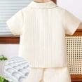 thumbnail image 6 of Boys Outfits Solid Print Lapel Short Sleeve Button Shirt Top And Shorts 2 Piece Outdoor Wear Boys' Clothing Sets Size 12-18 Months, 6 of 9