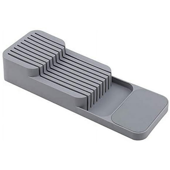 Kitchen Drawer Organizer Tray,Tier Knife Holder in-Drawer Knives Block Organizer Kitchen Storage, Gray