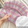 thumbnail image 4 of Twin Sze Fitted Sheet Set - Pink 2 Piece Bedding Sets 16" Deep Pocket Fitted Sheet with 1 Pillowcase, Grid Checkered Plaid Gingham Lattice Trellis Brushed Microfiber Hotel Luxury Bed Sheets, 4 of 9