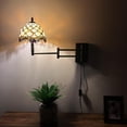 thumbnail image 4 of Tiffany Style Sconce Lamp Plug In Swing Arm Beige Stained Glass Crystal Beans LED Bulb Included 13”W*8”D*15”H, 4 of 7