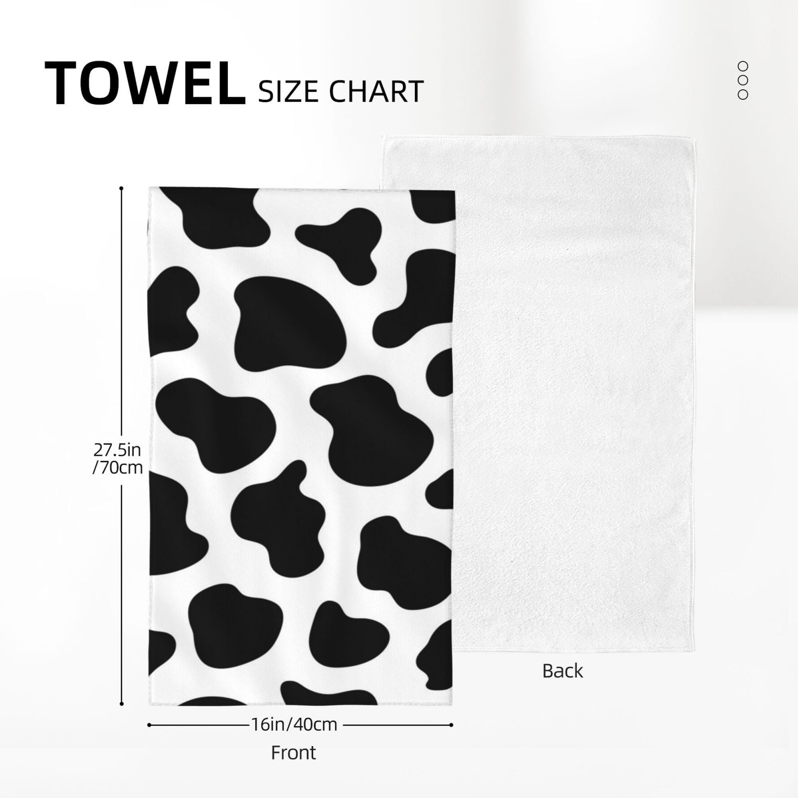 Black And White Cow Skin Print 27.5" x 16" Ultra Soft Hand Towel, Face Wash Cloth for Bathroom, Gym, Travel, Pool