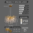 thumbnail image 6 of Modern Tree Branch Crystal Chandelier Luxury Gold Crystal Pendant Lighting 18" Contemporary 6-Light Chandeliers for Dining Room Kitchen Bedroom Living Room, 6 of 9