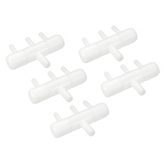 Uxcell Air Line Tubing Splitter Connector, 5Pack 8mm/0.31" to 5mm/0.2" 3 Way Fish Tank Oxygen Pipe, White