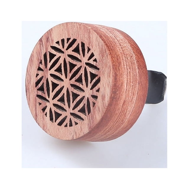 Essential Oil Car Diffuser with Vent Clip, Mini Portable Natural Log Lava Stone Aromatherapy Wooden Essential Oil Car Diffuser Wooden Flower Car Diffuser Locket
